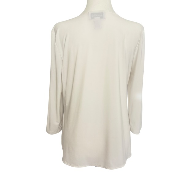 Joseph Ribkoff Women White Asymmetrical‎ Neckline 3/4 Sleeve Tunic Top Size 8 - Picture 2 of 6
